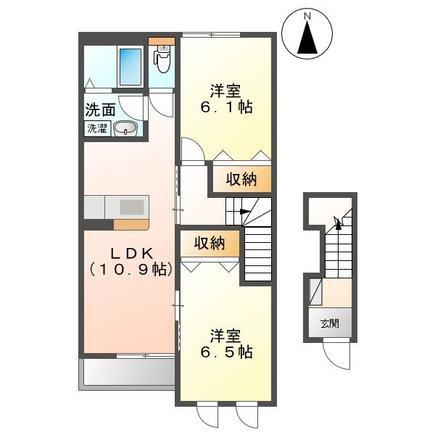 グリーン窓香(2LDK/2階)の間取り写真