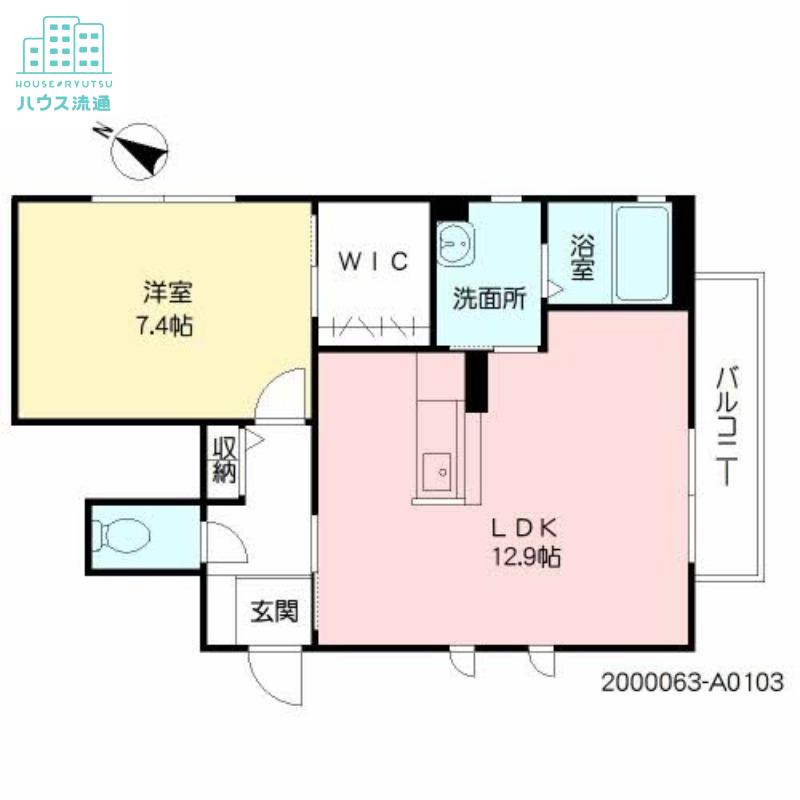 カーサ・チェレステ A棟(1LDK/1階)の間取り写真