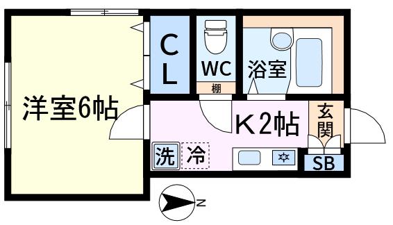メゾンドヴィ―ブル(1K/2階)の間取り写真