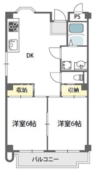 サンライズツイン関目1号館(2DK/5階)の間取り写真