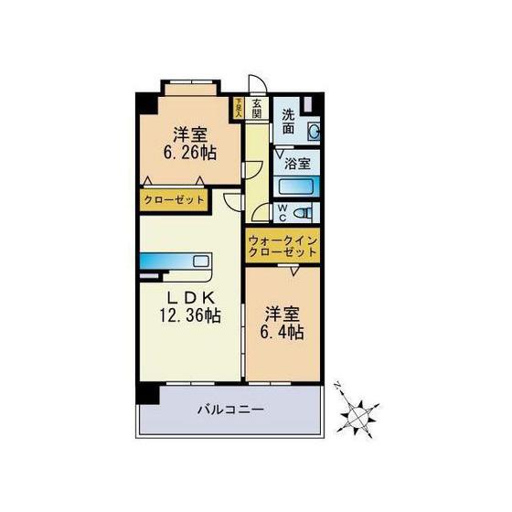 スカイシャトレ曰佐(2LDK/4階)の間取り写真