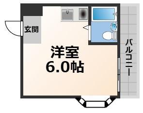 メゾン小若江(ワンルーム/2階)の間取り写真