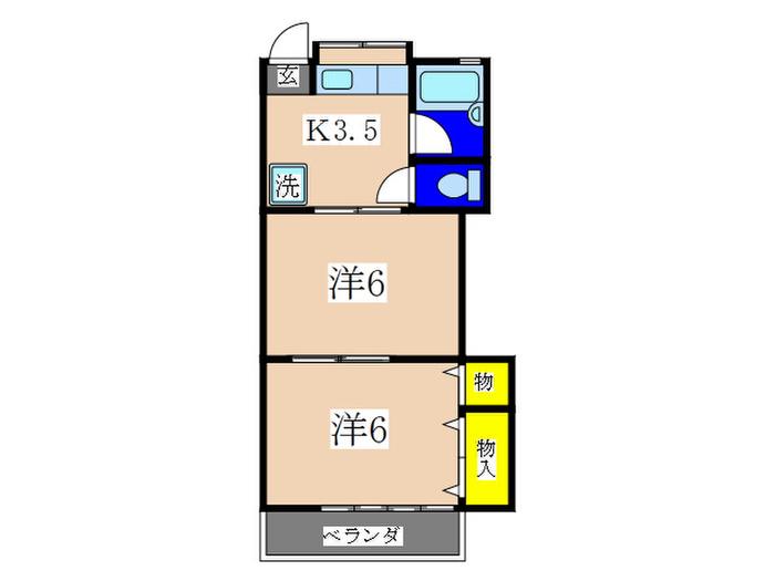 第3小杉コーポ(2K/1階)の間取り写真