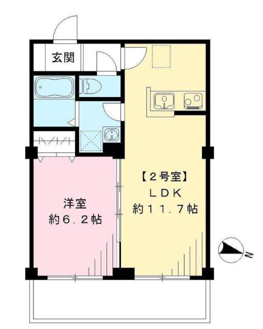 ビューノ芦花(1LDK/2階)の間取り写真