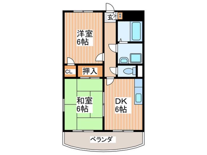 ハイライフ椿(2DK/5階)の間取り写真