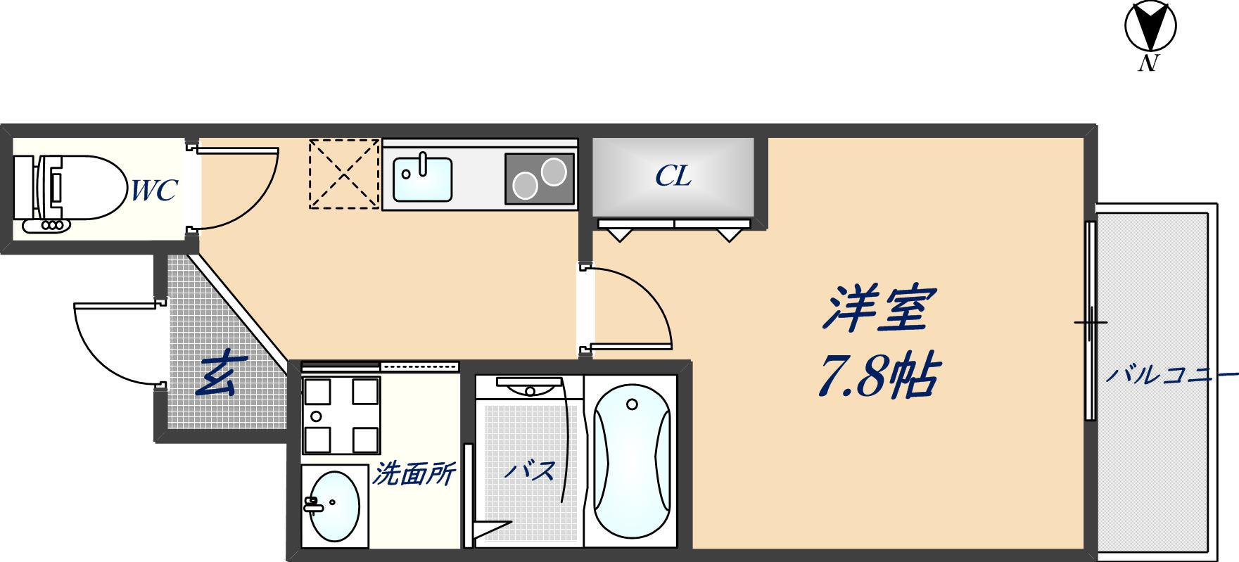 フジパレス岩田町ノース(1K/3階)の間取り写真