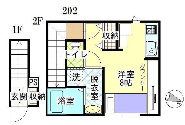 Dフロンティア宮野浦(ワンルーム/1階)の間取り写真