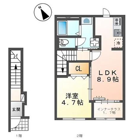 スターテラスII東川口町(1LDK/2階)の間取り写真