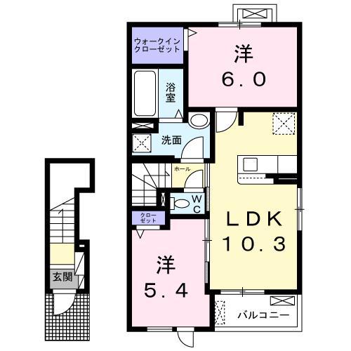 レガリアI・II(2LDK/1階)の間取り写真
