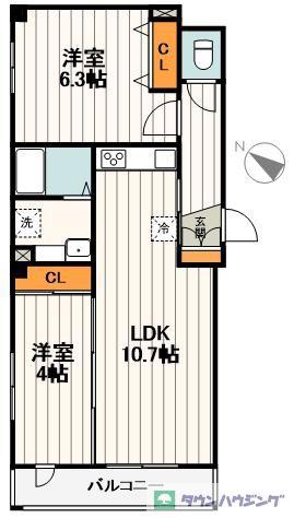 グレイスレジデンス(2LDK/2階)の間取り写真