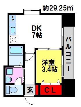 E.POPULARII(1DK/5階)の間取り写真