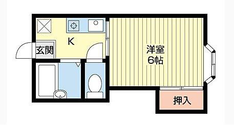 ローズガーデン(1K/2階)の間取り写真