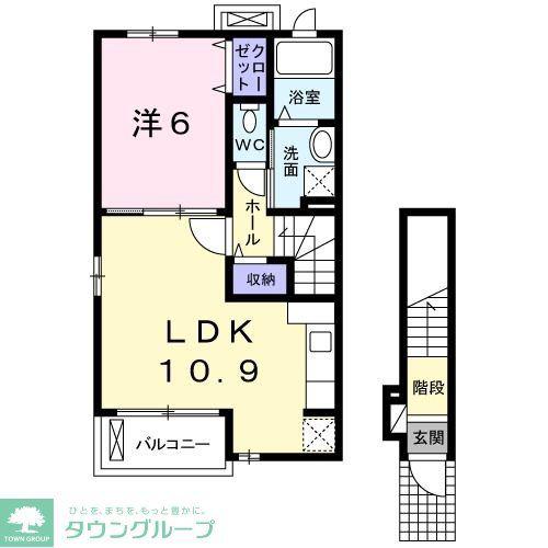 南風ウエスト(1LDK/2階)の間取り写真