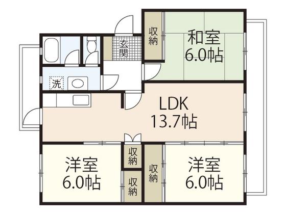 KSB SATSUKIGAOKA I(3LDK/3階)の間取り写真