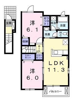 ノイ・グランツS II(2LDK/2階)の間取り写真