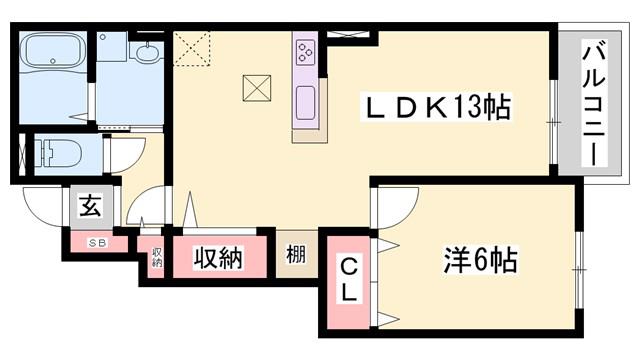 ラッフィナート・リアンB(1LDK/1階)の間取り写真