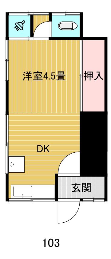 なつか清水と春の丘(1DK/1階)の間取り写真