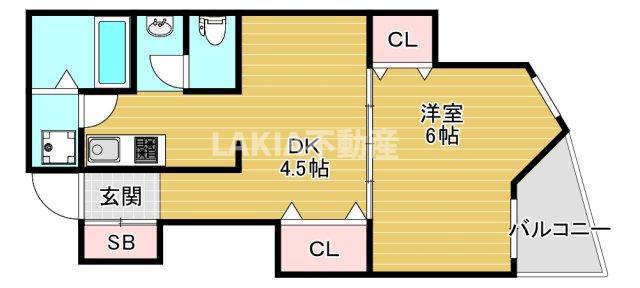 クリスタ文の里(1DK/2階)の間取り写真