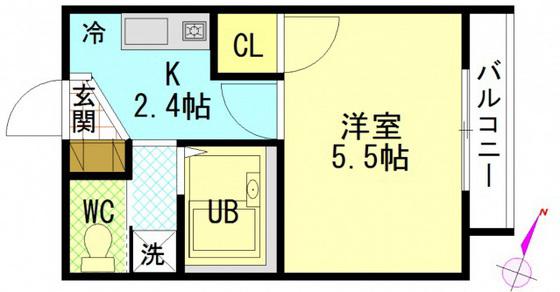 アクト21(1K/1階)の間取り写真