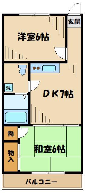 コンフォート百合ヶ丘(2DK/2階)の間取り写真
