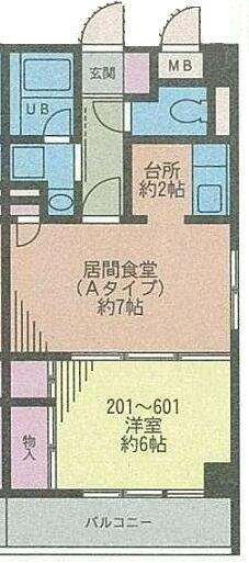 ベルメゾン横浜(1LDK/3階)の間取り写真