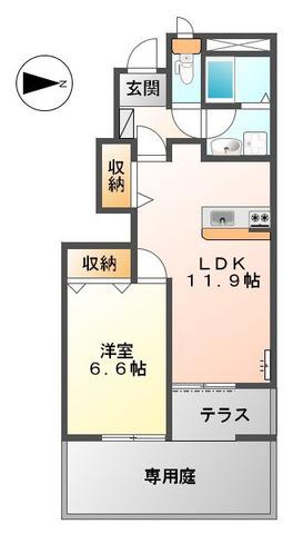 パティオアクタミ(1LDK/1階)の間取り写真