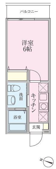 バーンフリート横浜伍番館(1K/2階)の間取り写真