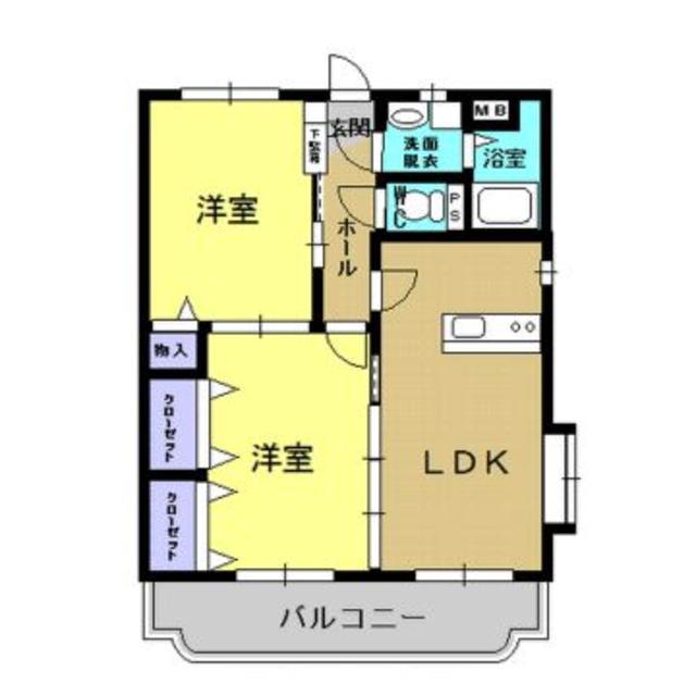ユーミービエント(2LDK/1階)の間取り写真