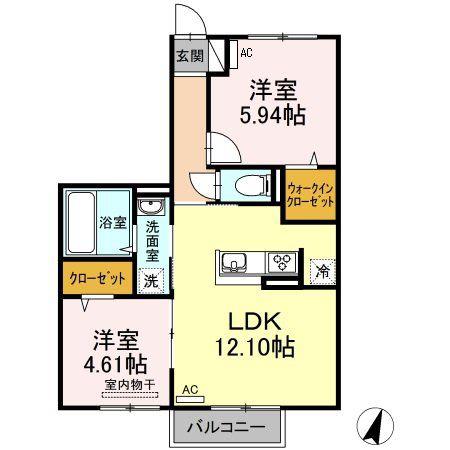 リンド長瀬(2LDK/1階)の間取り写真