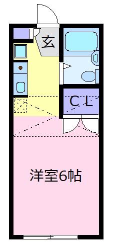 シャンブル西野(1K/2階)の間取り写真