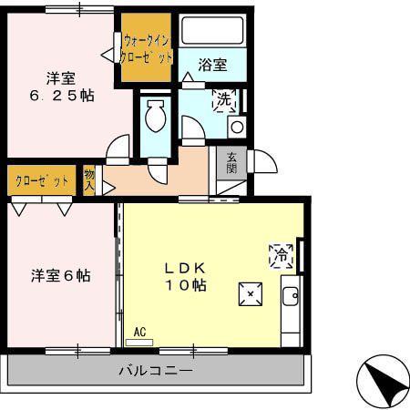 JR東海道本線 安城駅 徒歩19分 3階建 築18年(2LDK/1階)の間取り写真