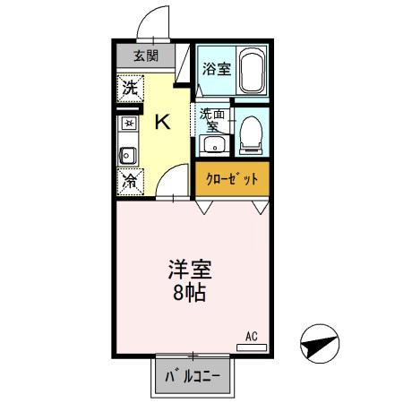 ビビッドK(1K/2階)の間取り写真