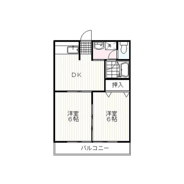 高砂ハイツB(2DK/1階)の間取り写真
