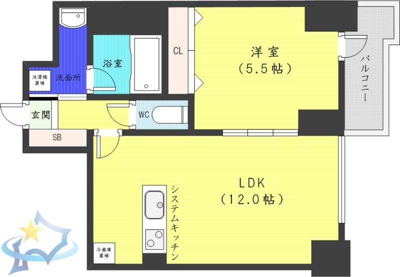 マストライフ南4条(1LDK/5階)の間取り写真