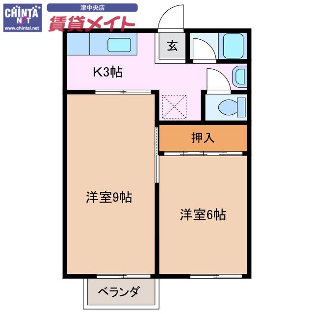 GIHEYハイツ(2K/2階)の間取り写真