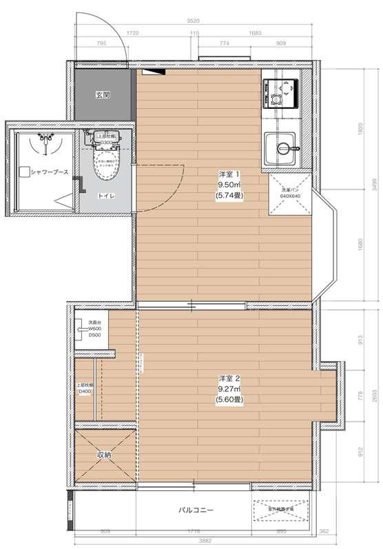 STAR HOUSE武蔵小山(1LDK/2階)の間取り写真