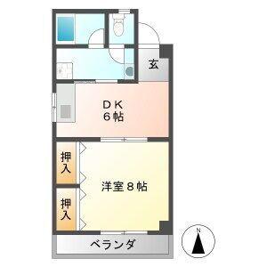 コーポM(1DK/4階)の間取り写真