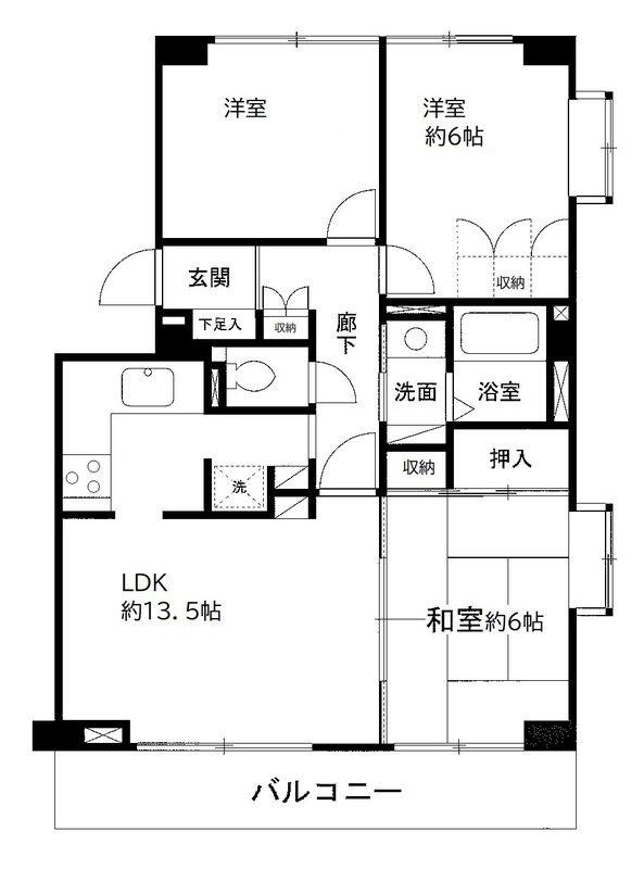 グロースメゾン海神(3LDK/3階)の間取り写真