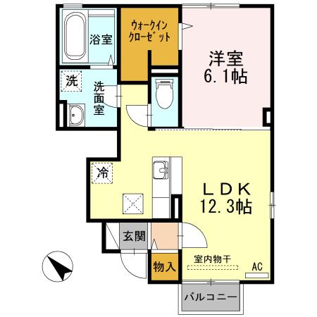 こもれび 参番館(1LDK/1階)の間取り写真