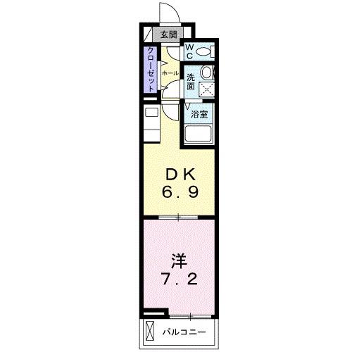 AYASEPARKFRONT(1DK/3階)の間取り写真
