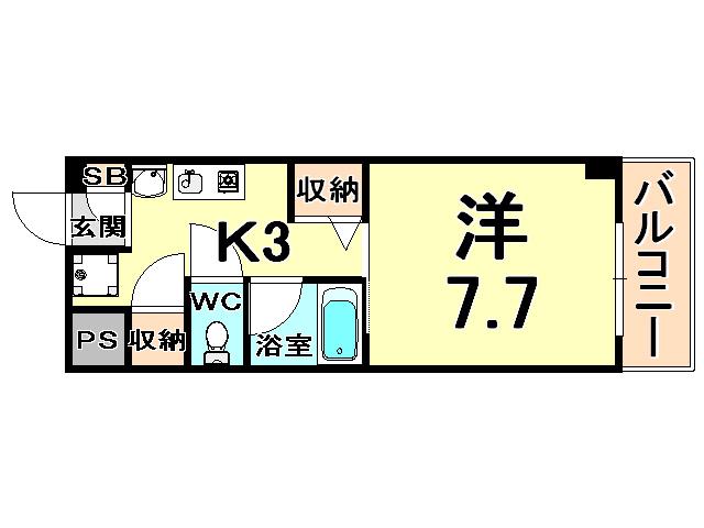MII-KIYO塚口(1K/1階)の間取り写真
