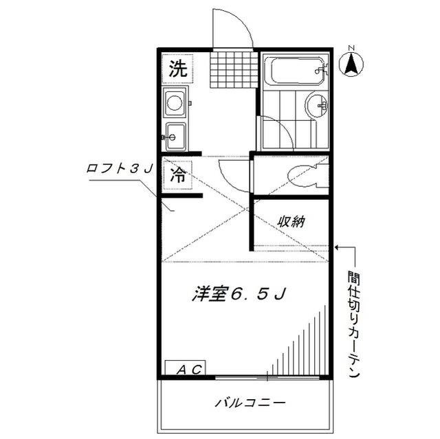 アクシスV(ワンルーム/2階)の間取り写真