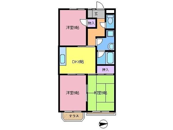 メゾングランドールⅠ(3DK/1階)の間取り写真