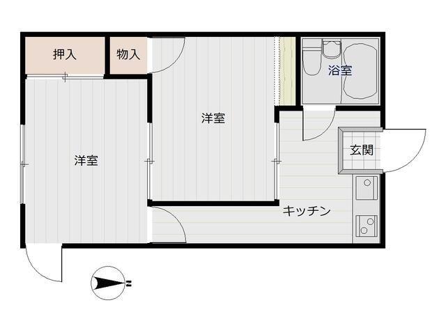 ハイム井土ヶ谷(2DK/1階)の間取り写真