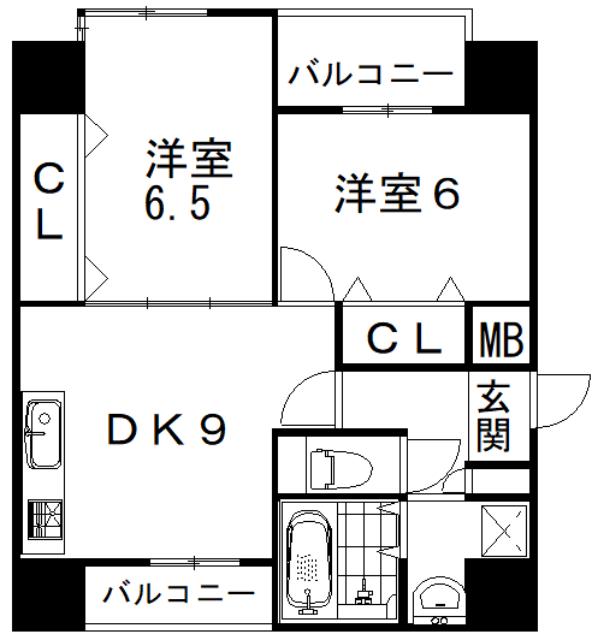 コーナーレジデンス浦田(2LDK/5階)の間取り写真