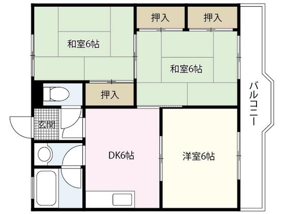 落合マンション(3DK/1階)の間取り写真
