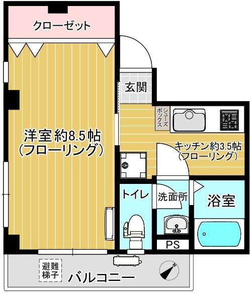 金澤マンション(1K/7階)の間取り写真