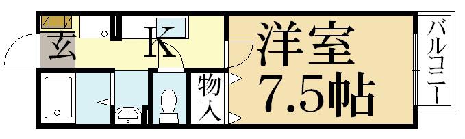 フィオーレ芝本II(1K/2階)の間取り写真