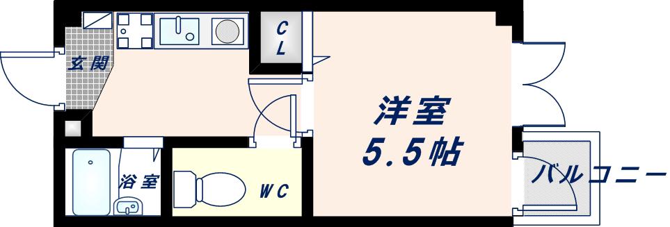 ロンモンターニュ小阪(1K/2階)の間取り写真
