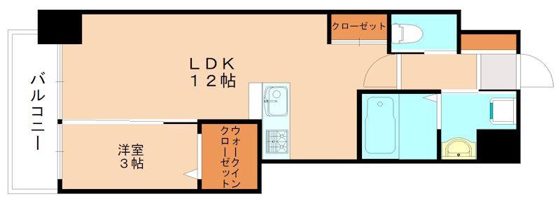 スマート到津(1LDK/4階)の間取り写真